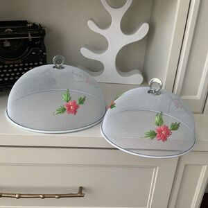 Vintage Food Dome Mesh Plate Cover For Outdoor Parties Picnics Camping X 2